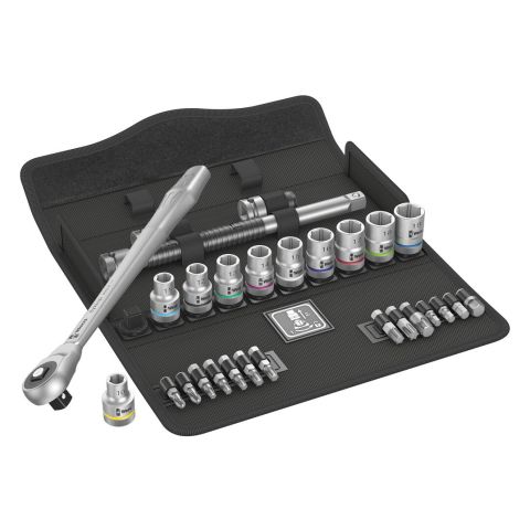 Wera 05004077001 8100 SC 7 Zyklop Metal-ratelset doorsteekvierkant, 1/2"-aandrijving, metrisch, 28‑delig