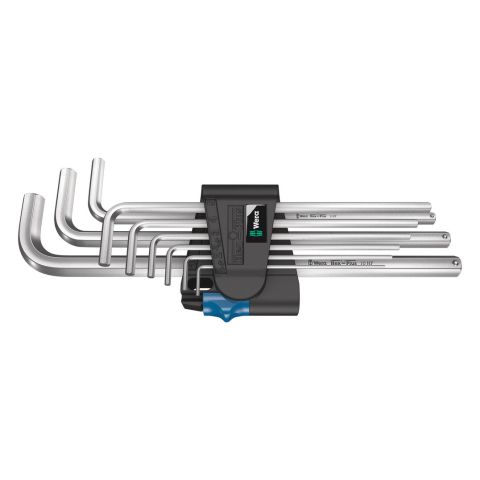 Wera 05022130001 950/9 L Hex-Plus HF 1 Stiftsleutelset, metrisch, verchroomd, met vasthoudfunctie, 9‑delig