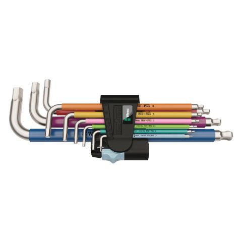 Wera 05022669001 3950/9 Hex-Plus Multicolour Stainless 1 Stiftsleutelset, metrisch, RVS, 9‑delig