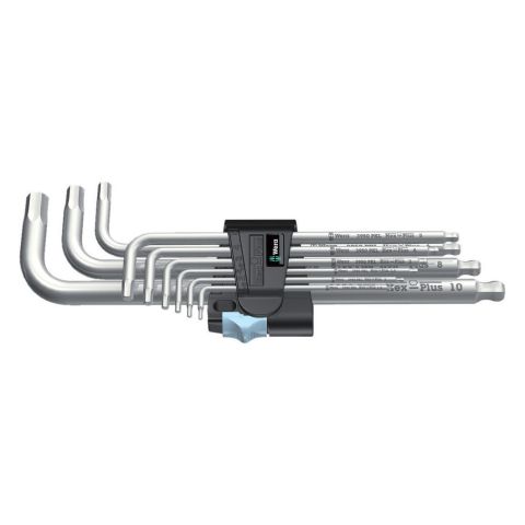Wera 05022720001 3950/9 Hex-Plus Stainless 1 Stiftsleutelset, metrisch, RVS, 9‑delig
