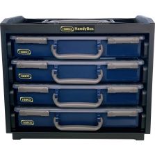 Draagkist HandyBox kunststof met 4 assortimentskoffers blauwraaco