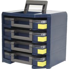 Draagkist HandyBoxxser polypropyleen met 4 assortimentskoffers blauwraaco