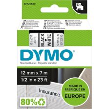 Lettertape D1 45013 zwart/wit 12mmx7m DYMO