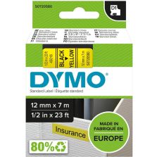Lettertape D1 45018 zwart/geel 12mmx7m DYMO