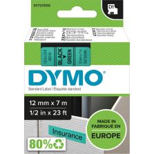 Lettertape D1 45019 zwart/groen 12mmx7m DYMO