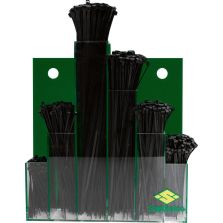 Kabelbinderassortiment 600-delig in wanddisplay zwart SapiSelco