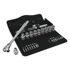 Wera 05004078001 8100 SC 8 Zyklop Metal-ratelset, omschakelpal, 1/2"-aandrijving, metrisch, 28‑delig