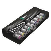 Wera 05004048001 8100 SB 8 Zyklop Metal-ratelset, omschakelpal, 3/8"-aandrijving, metrisch, 29‑delig