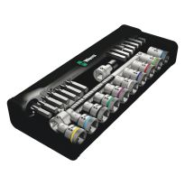 Wera 05004078001 8100 SC 8 Zyklop Metal-ratelset, omschakelpal, 1/2"-aandrijving, metrisch, 28‑delig